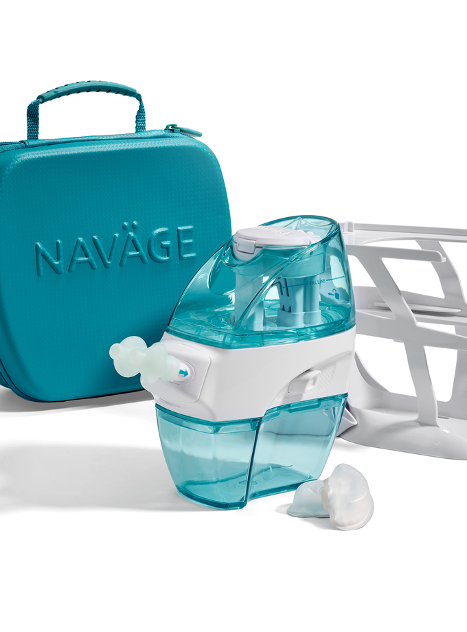 Naväge Premier Bundle: Nose Cleaner, 20 SaltPods, Countertop Caddy, Travel Case New Arrival